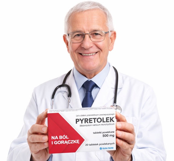 Lekarz prezentujący Pyretolek® 500 mg